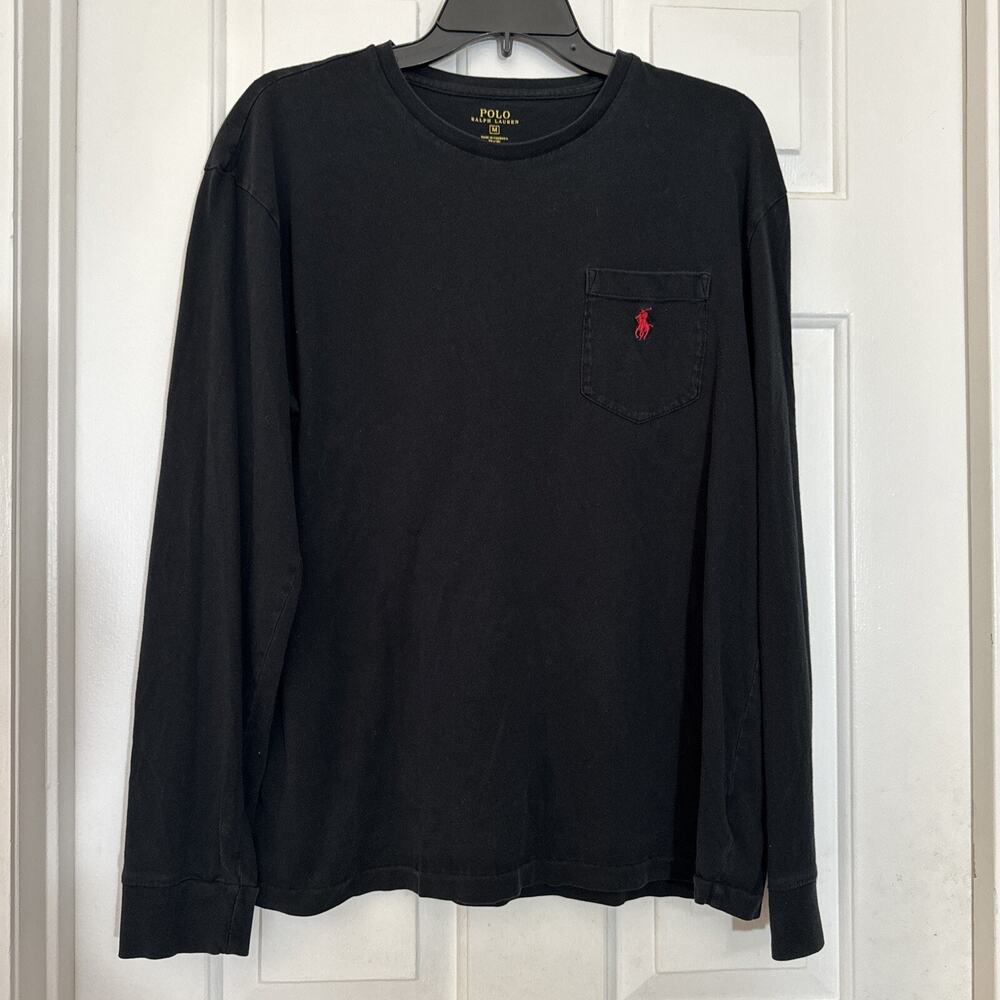 Polo Ralph Lauren Classic Black Long Sleeve TShirt Men's LOGO Classic American M